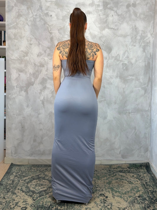 VESTIDO HALTER LICRA GRIS