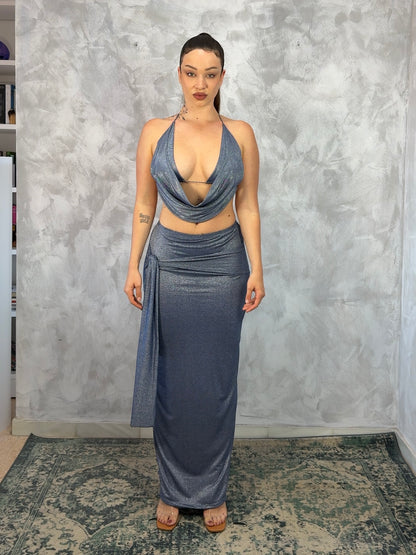 TOP HALTER AZÚL BRILLANTE